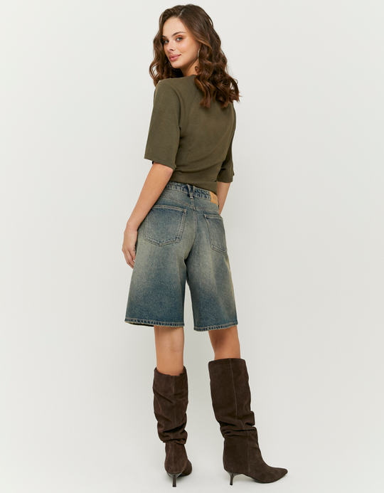 TALLY WEiJL, Short Bermuda Large Taille Mi-Haute Bleu for Women