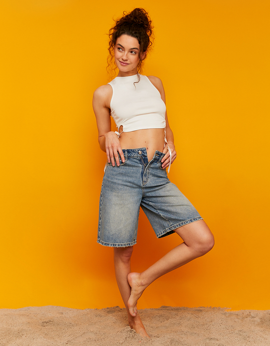 TALLY WEiJL, High Waist Wide Bermuda Shorts for Women