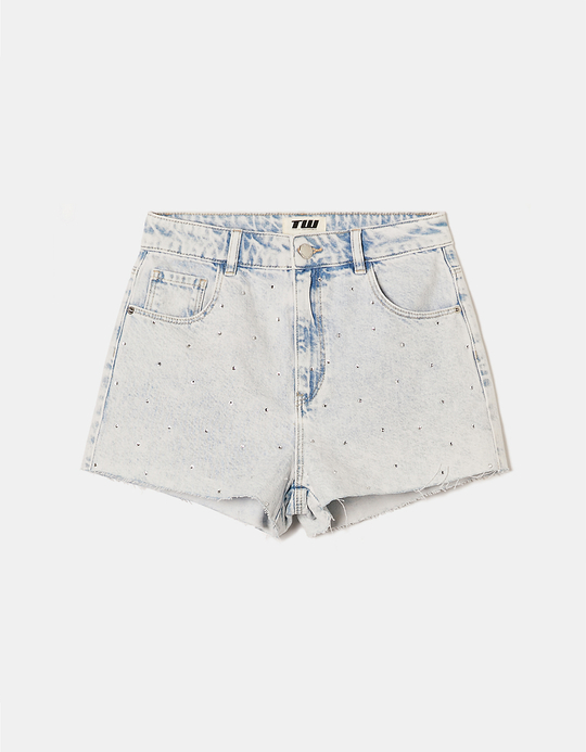 TALLY WEiJL, High Waist Denim Shorts mit Strass for Women