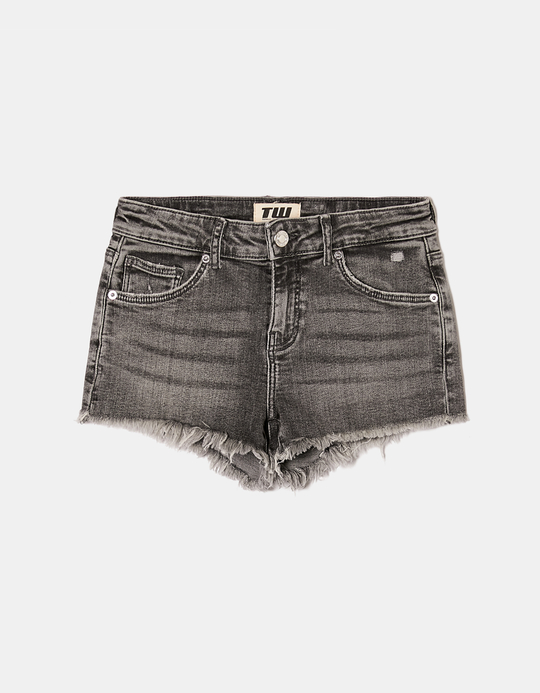 TALLY WEiJL, Grey Low Waist Denim Shorts for Women