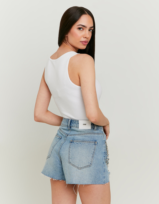 TALLY WEiJL, Τζιν Σορτς High Waist με Strass for Women