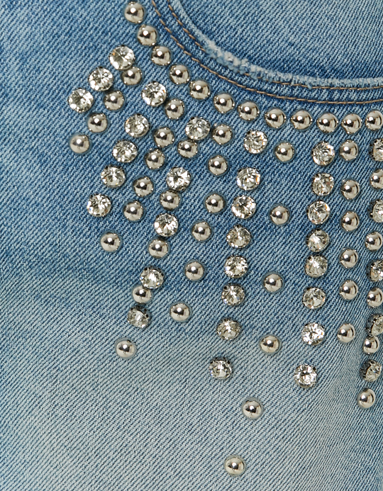 TALLY WEiJL, Τζιν Σορτς High Waist με Strass for Women