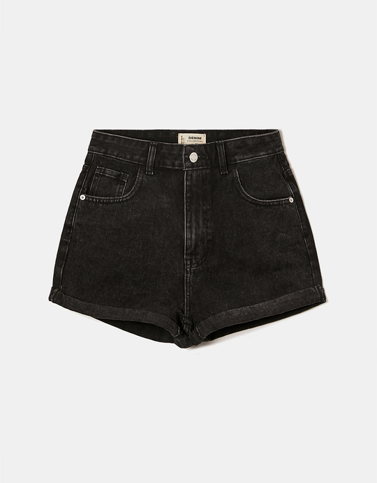 TALLY WEiJL, Schwarze High Waist Mom Denim Shorts for Women