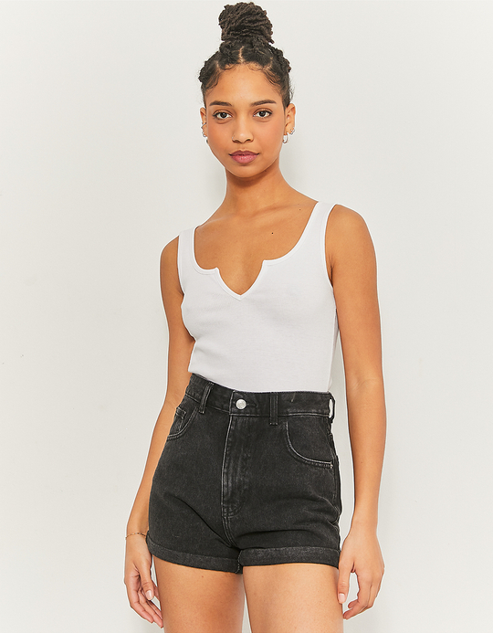 TALLY WEiJL, Schwarze High Waist Mom Denim Shorts for Women
