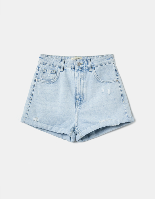 TALLY WEiJL, Shorts Mom di Jeans Strappati a Vita Alta for Women