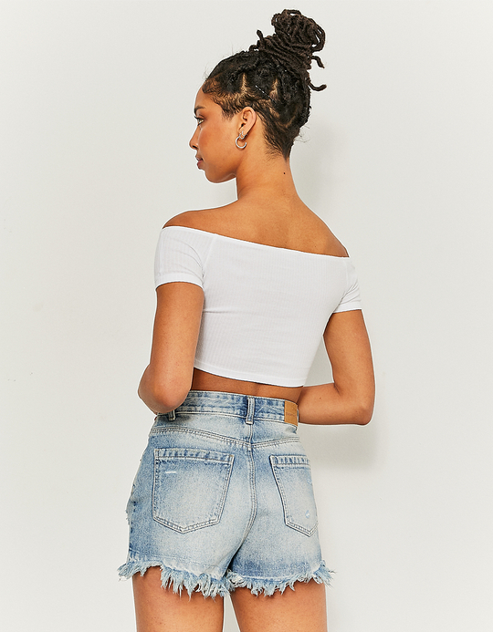 TALLY WEiJL, High Waist Ripped Denim Mom Shorts for Women