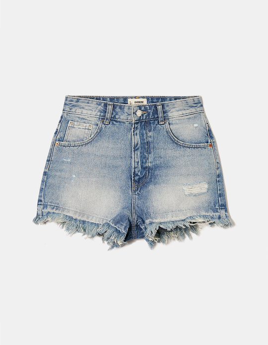 TALLY WEiJL, Shorts Mom di Jeans Strappati a Vita Alta for Women