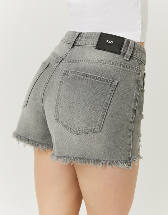 TALLY WEiJL, Graue Mid Waist Mom Shorts for Women