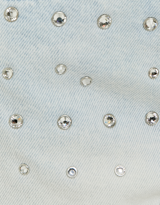 TALLY WEiJL, High Waist Denim Shorts with Strass for Women