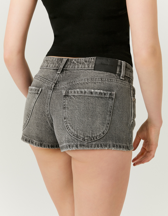 TALLY WEiJL, Shorts In Denim Grigio A Vita Bassa for Women