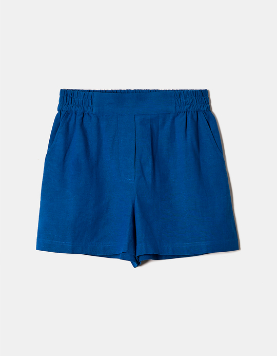 TALLY WEiJL, Pantaloncini in Lino Blu con Tasche for Women