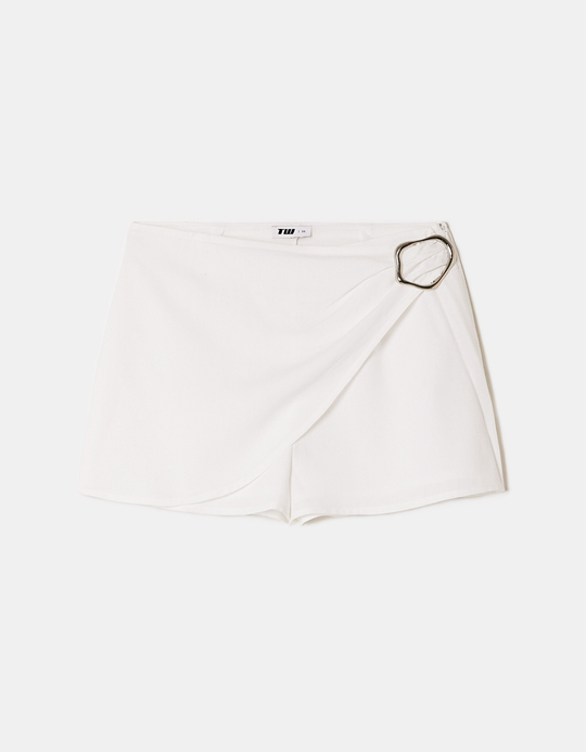 TALLY WEiJL, White Mini Shorts with Metal Detail for Women