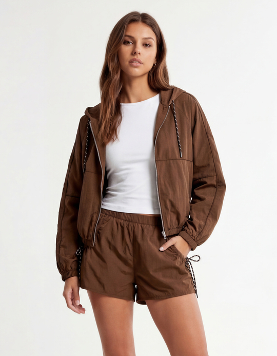 TALLY WEiJL, Short mini marron taille mi-haute avec nœud for Women