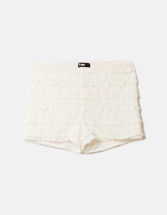TALLY WEiJL, White Bloomer Micro Shorts for Women