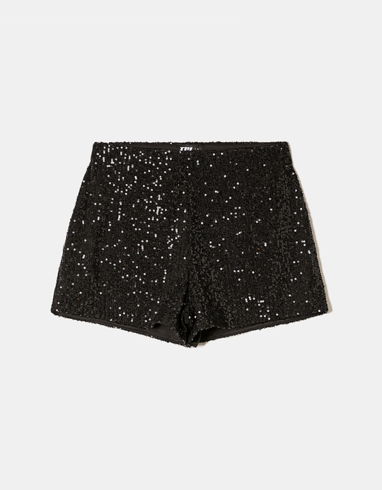 TALLY WEiJL, Short Noir Taille Haute en Sequins for Women