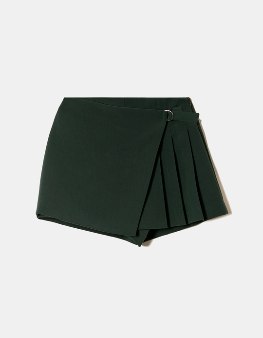 TALLY WEiJL, Green Skort with Pleats and Buckle for Women