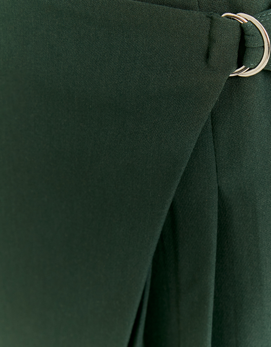 TALLY WEiJL, Green Skort with Pleats and Buckle for Women