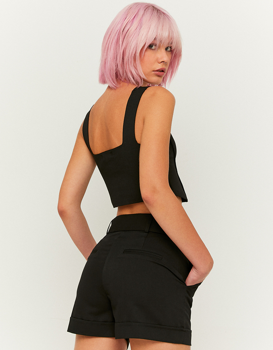 TALLY WEiJL, Czarne szorty Paperbag z wysokim stanem for Women