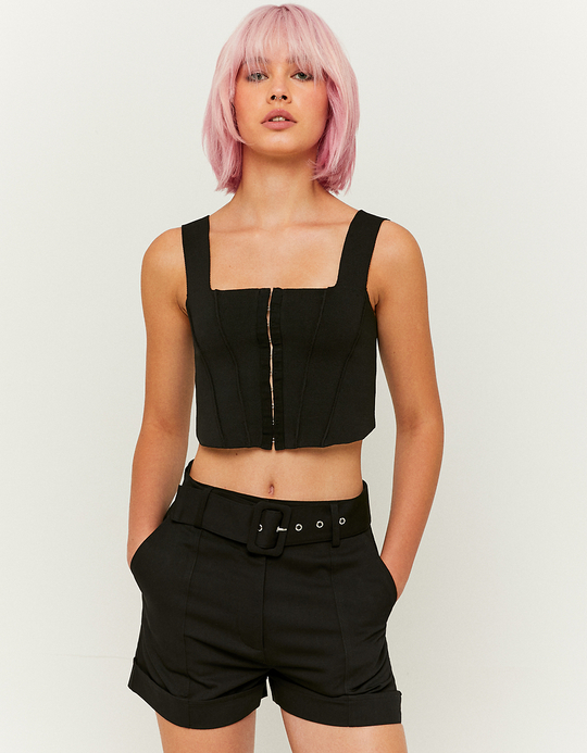 TALLY WEiJL, Shorts Paperbag A Vita Alta Neri for Women