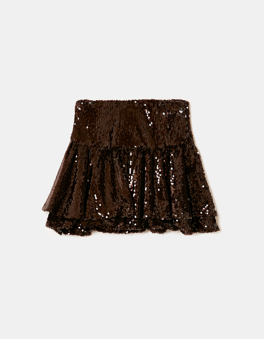 TALLY WEiJL, Jupe-Short Marron à Sequins for Women