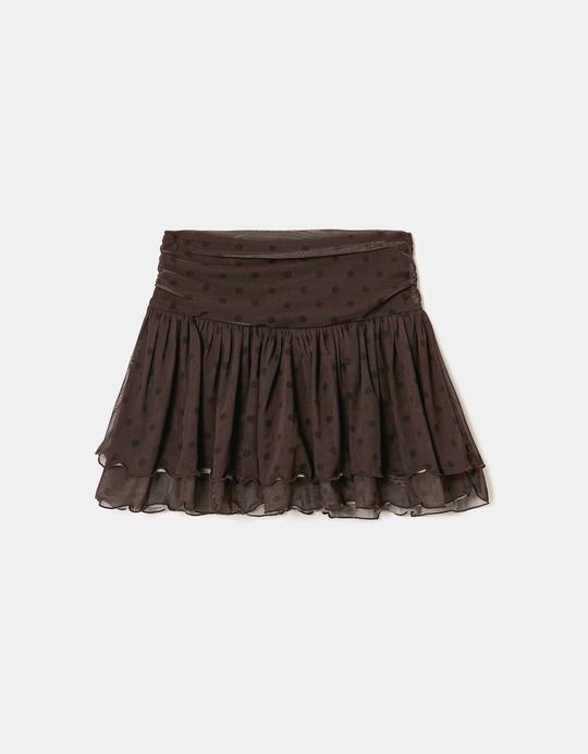 TALLY WEiJL, Mini Skort marrone con Volants for Women