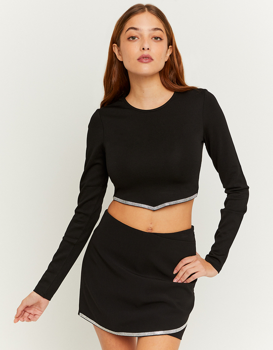 TALLY WEiJL, Gonna Pantalone Nera con Strass for Women
