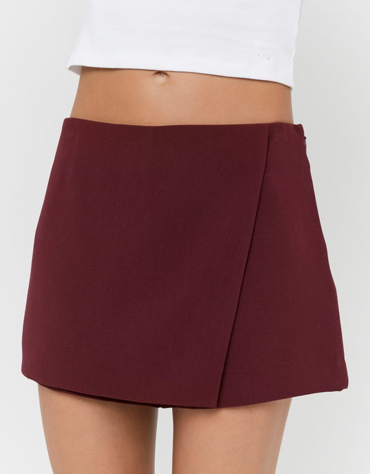 TALLY WEiJL, Burgundy Mini Skort for Women