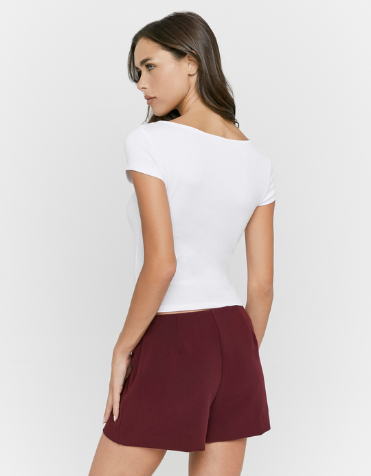 TALLY WEiJL, Burgundy Mini Skort for Women