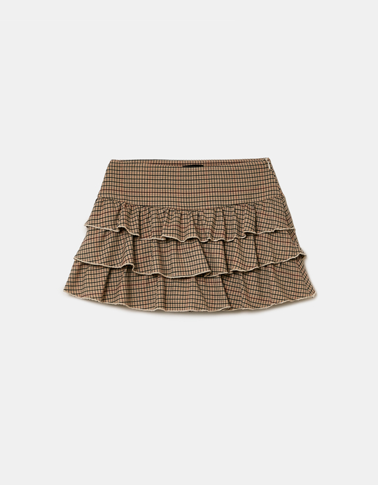 TALLY WEiJL, Mini Jupe-Short Beige à Carreaux for Women