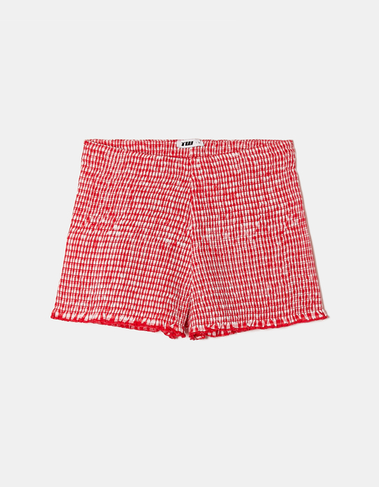 TALLY WEiJL, Roter Rüschenshort mit Karomuster for Women