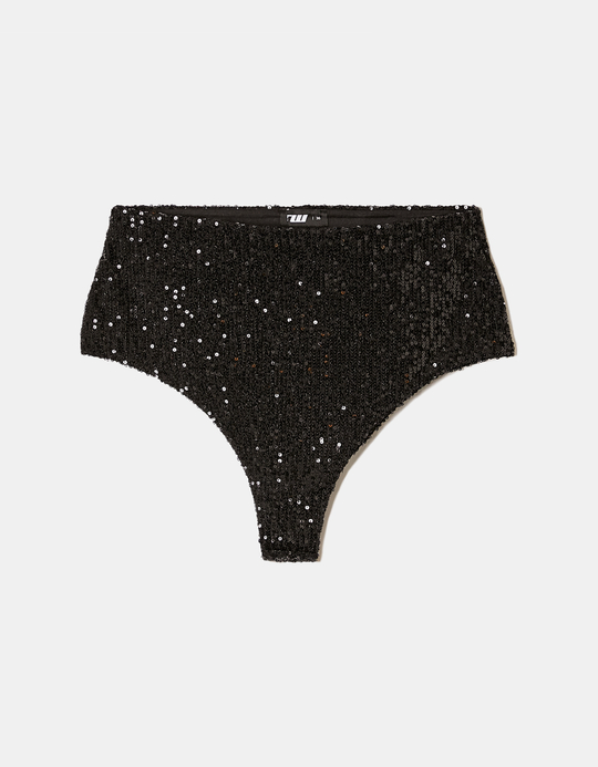 TALLY WEiJL, Short Noir Taille Haute en Sequins for Women
