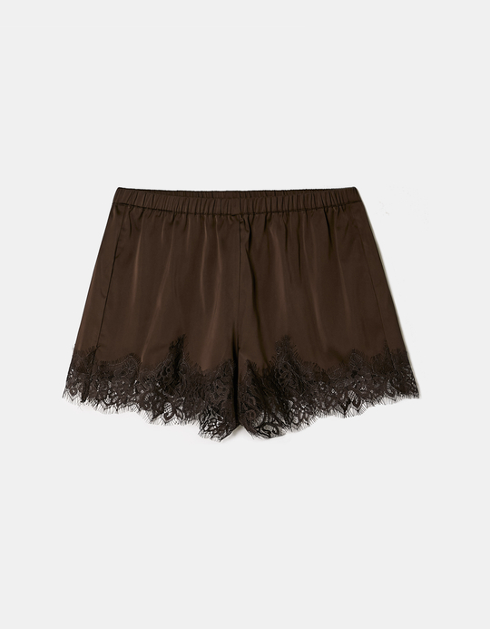 TALLY WEiJL, Brown Shorts with Lace for Women