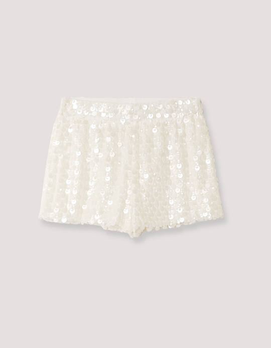 TALLY WEiJL, White Sequin Shorts for Women
