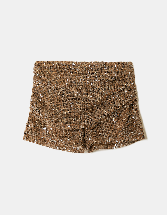TALLY WEiJL, Mini Shorts Dorati con Paillettes for Women