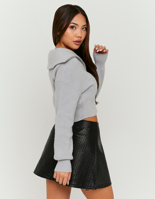 TALLY WEiJL, Black Faux Leather Mini Skort for Women