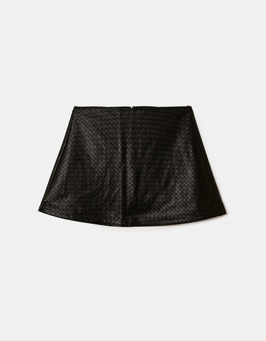 TALLY WEiJL, Black Faux Leather Mini Skort for Women