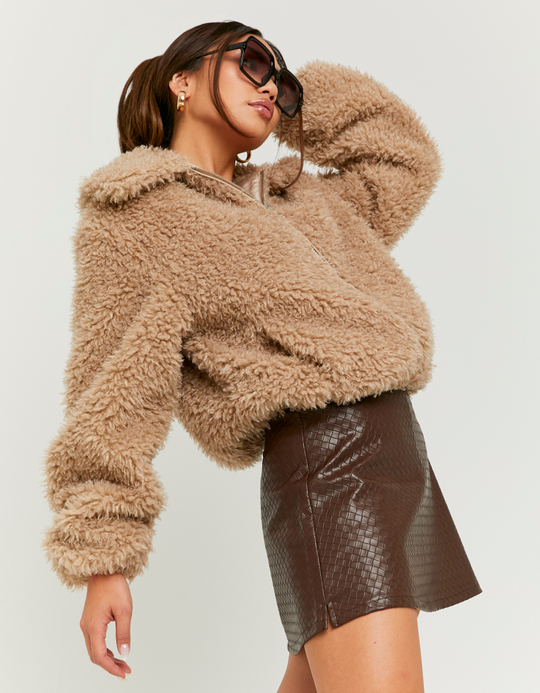TALLY WEiJL, Brown Faux Leather Mini Skort for Women