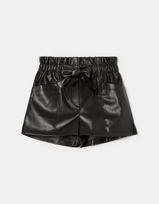 TALLY WEiJL, Black Faux Leather Mini Shorts for Women