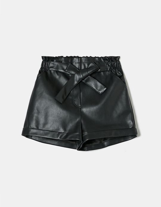 TALLY WEiJL, Schwarze Kunstleder Mini Shorts for Women
