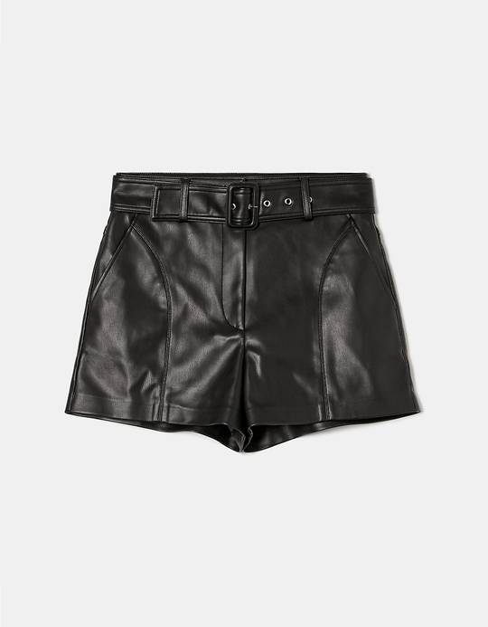 TALLY WEiJL, Schwarze Shorts aus Kunstleder for Women