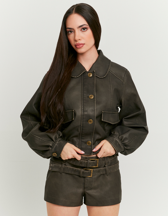 TALLY WEiJL, Brown Shorts with Double Belts for Women