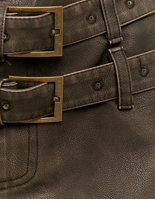 TALLY WEiJL, Brown Shorts with Double Belts for Women