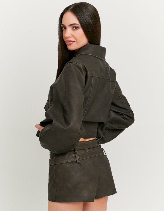 TALLY WEiJL, Brown Shorts with Double Belts for Women