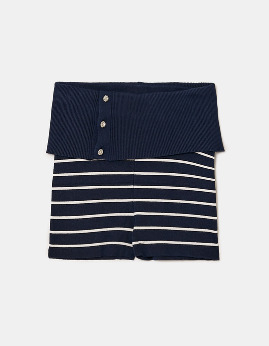 TALLY WEiJL, Blaue Gestrickte Shorts mit Streifen for Women
