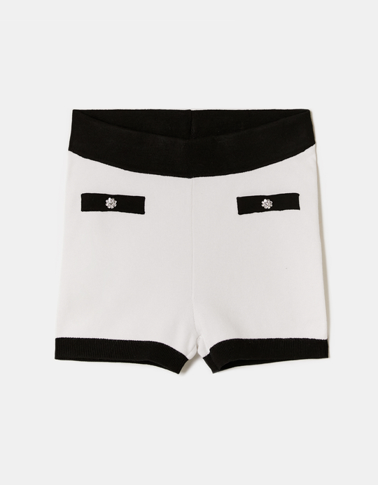 TALLY WEiJL, White Knitted Mini Short for Women