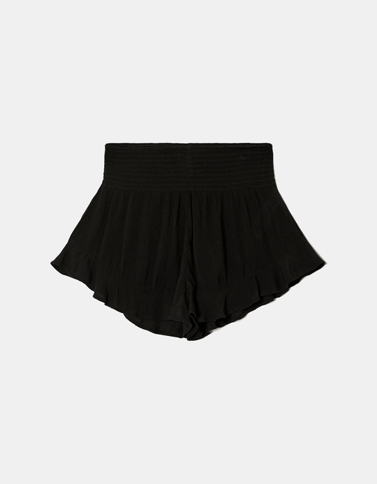 TALLY WEiJL, Schwarze High Waist Shorts mit Rüschen for Women
