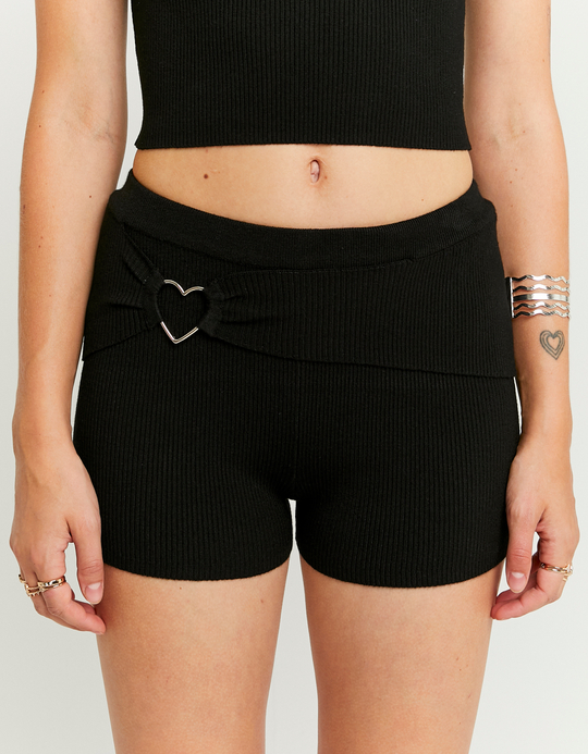 TALLY WEiJL, Black Knitted Shorts With Fancy Detail for Women