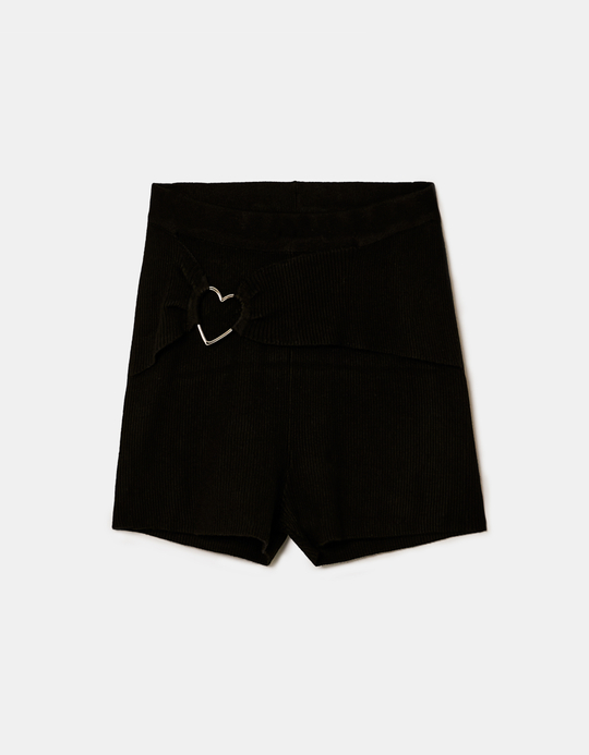 TALLY WEiJL, Black Knitted Shorts With Fancy Detail for Women
