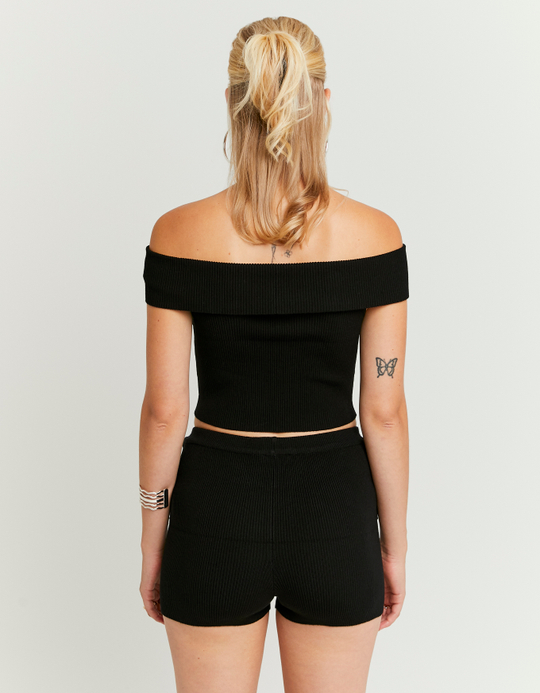 TALLY WEiJL, Black Knitted Shorts With Fancy Detail for Women