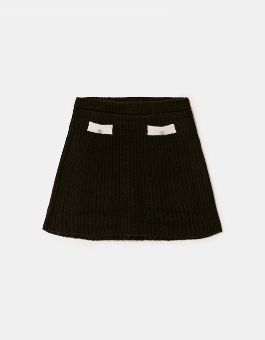 TALLY WEiJL, Black Knitted Skirt with  Contrast Details for Women